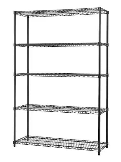 Shop BLACK BAKERS RACK WITH 5 SHELVES 18 x48 x72 Displetech